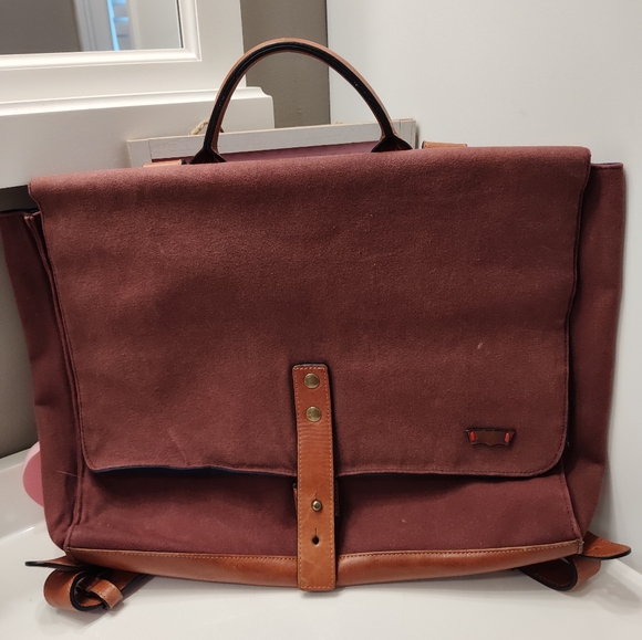 🥰 EUC Levi’s Brand Unisex Use Canvas/Genuine Leather Trim Oversized Backpack, L - Picture 3 of 14